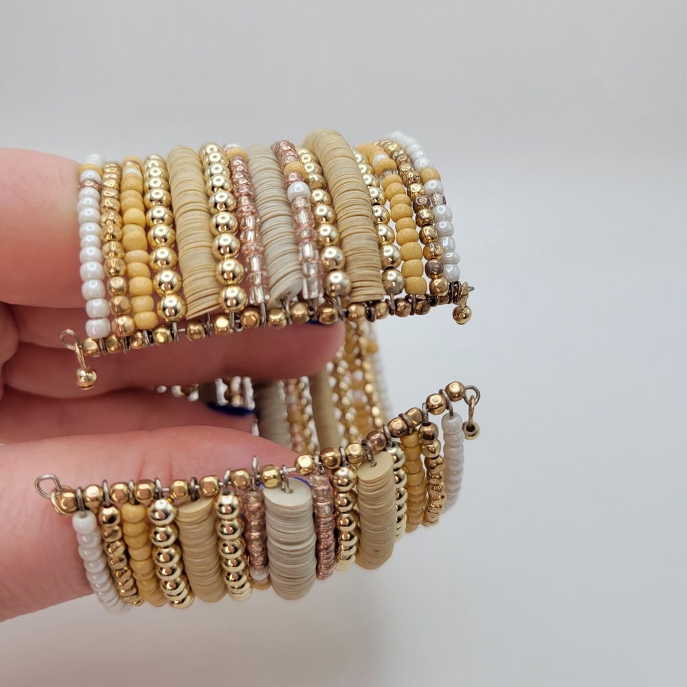 Adornia | NWT Mixed Midea Gold Beaded Cuff Bracelet - Picture 6 of 8